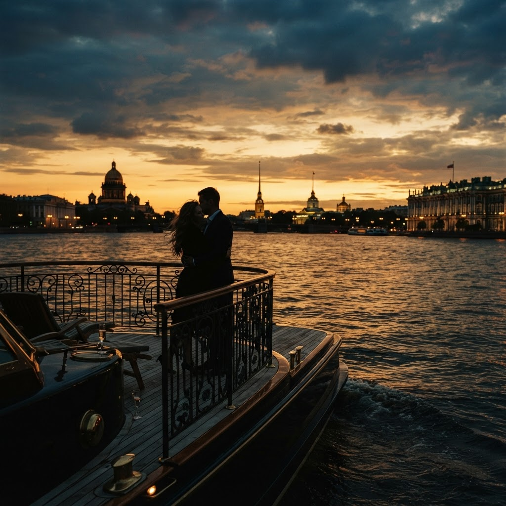 Момент на борту прогулки на катере